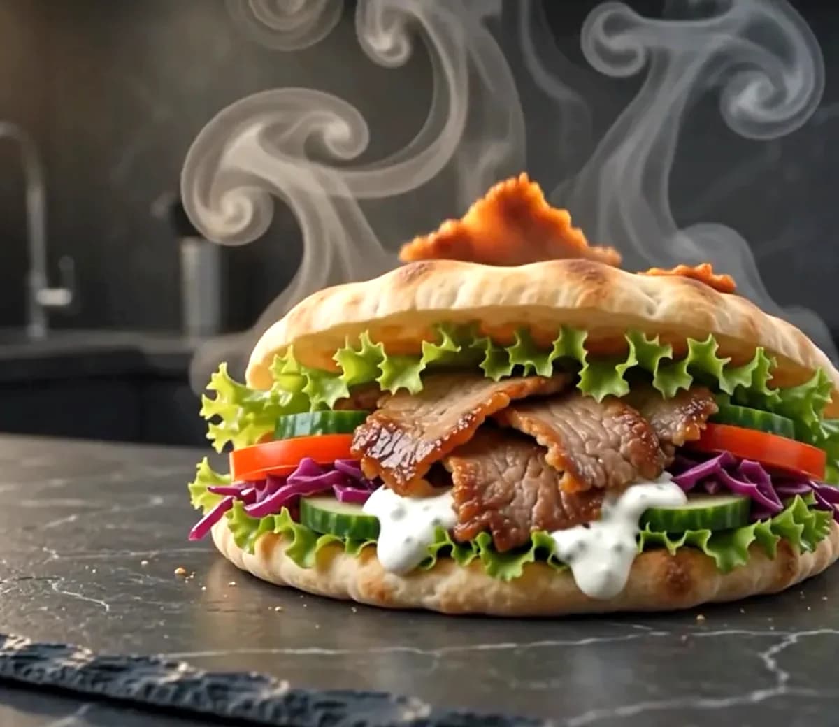 Frisch geschnittener Drehspieß bei MEGA Pizza & Kebaphaus